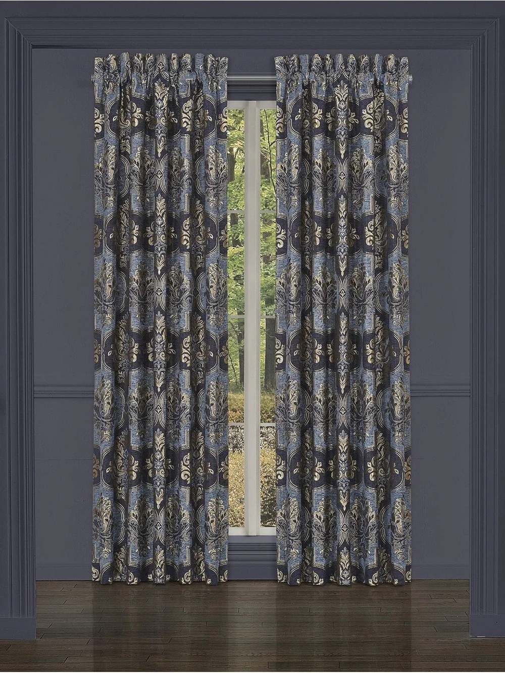 J. Queen New York Five Queens Court Manila Set of 2 Window Curtain Panels, Blue